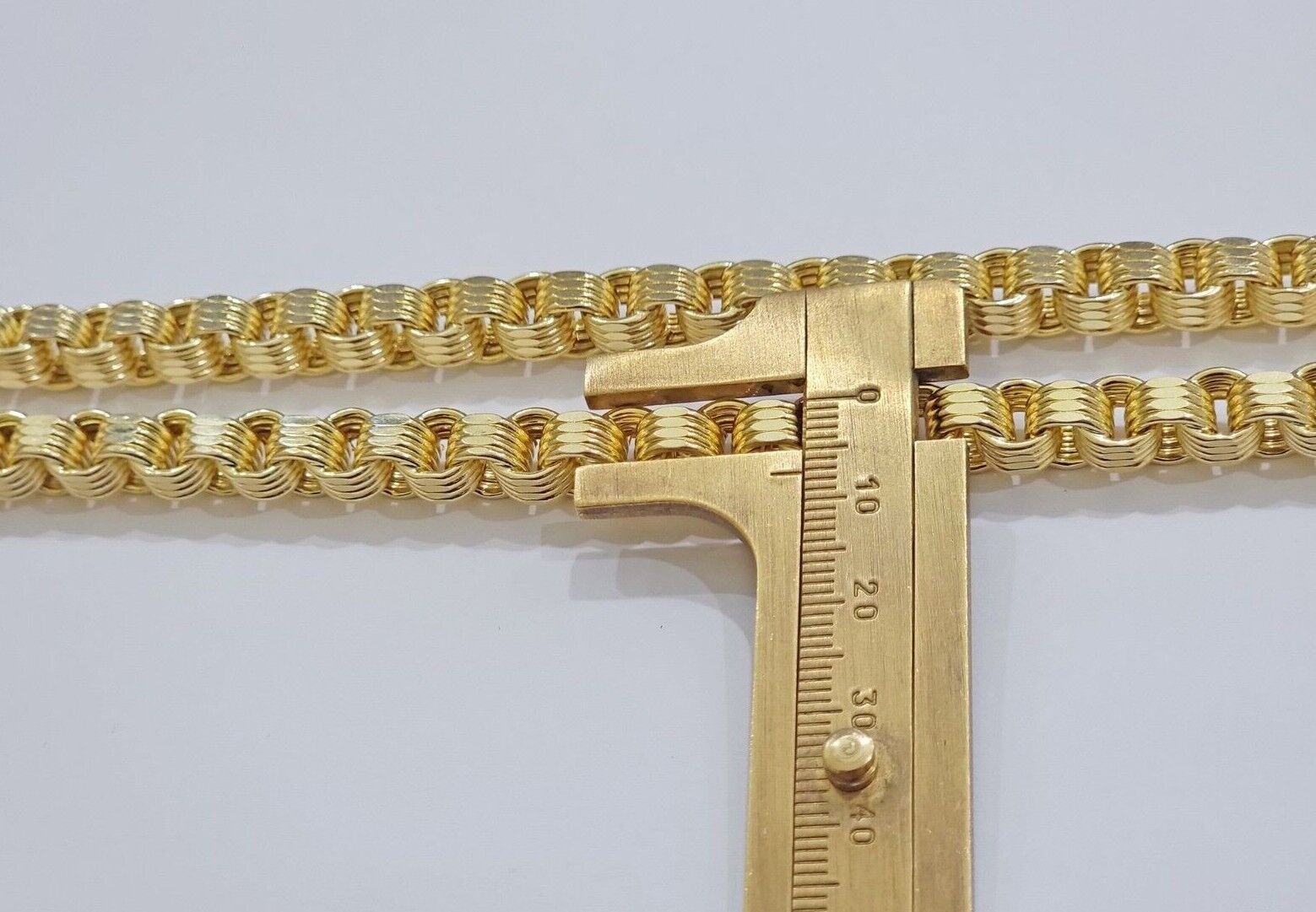 Real Gold Box Byzantine Chain Necklace 7.5mm 10K Yellow 24 Inches Men 10KT SALE - GoldenlinQ